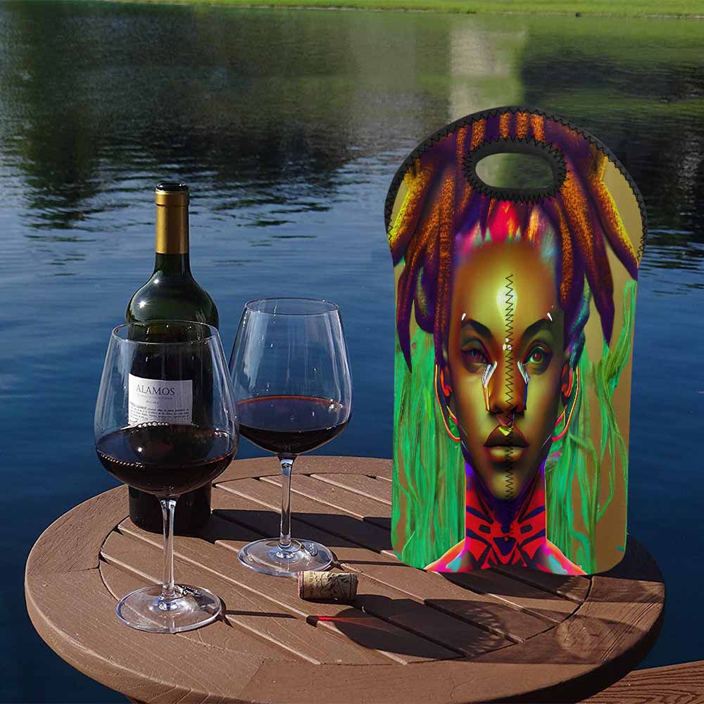 Dreads & Braids, 2 bottle wine bag, picnic or gift, african tribalgirlz Fulangiara 43