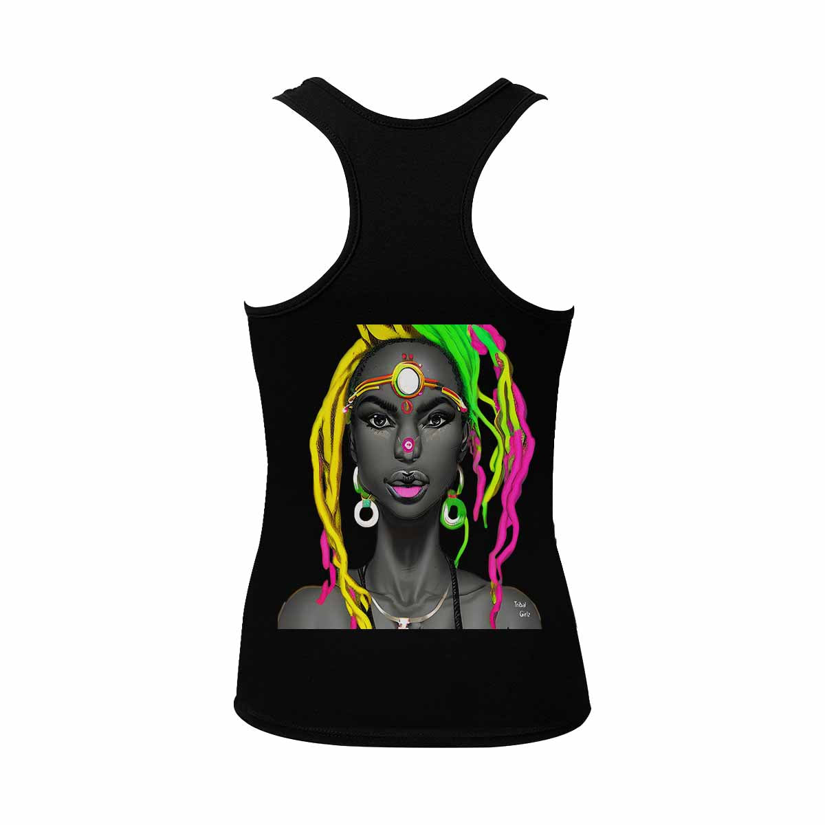 Dreads & Braids, BLACK tank top, cotton, african tribal, outline MCL, Fulangiara 6