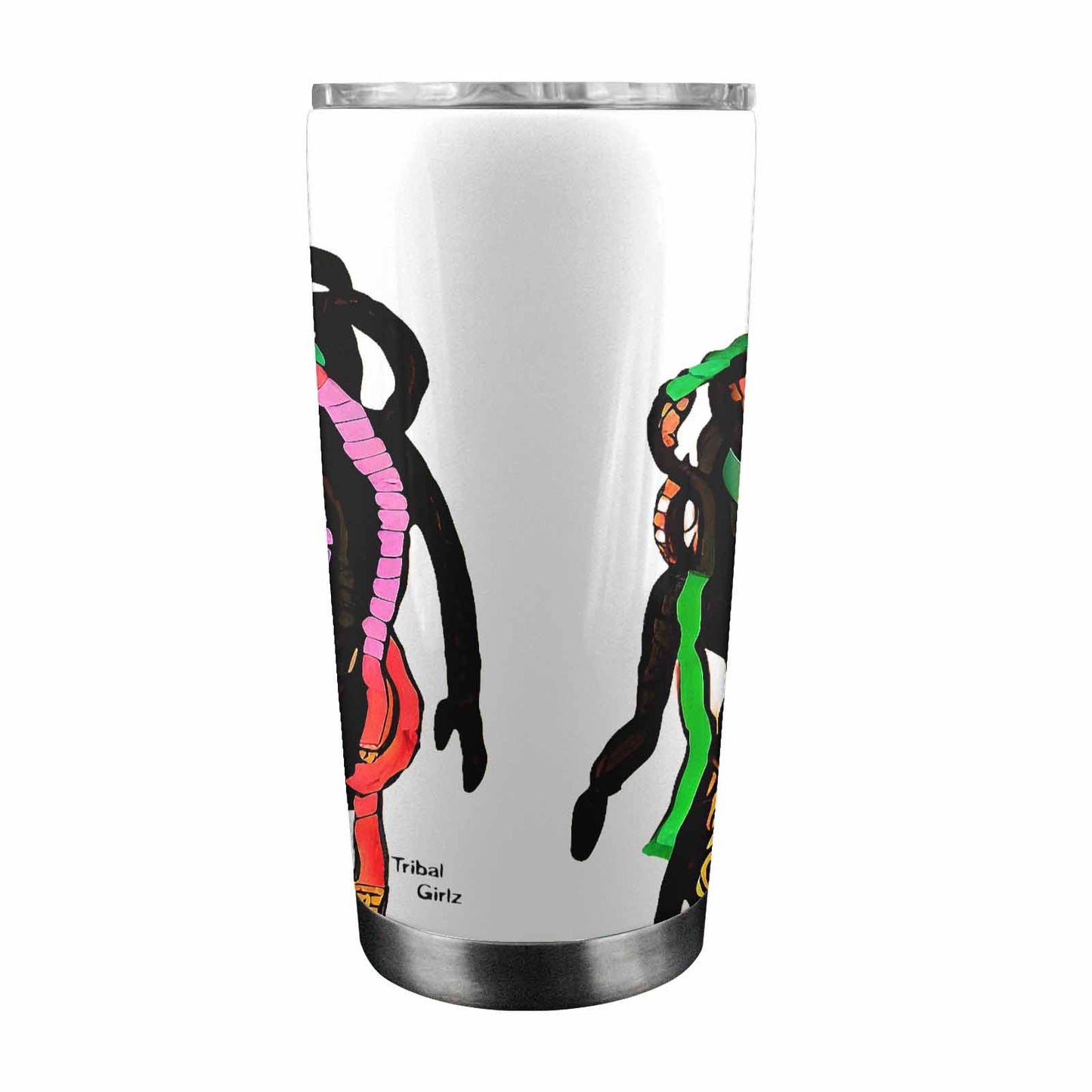 Dreads & Braids, Transparent Tumbler, mug, african tribal, outline BL, Fulangiara 3