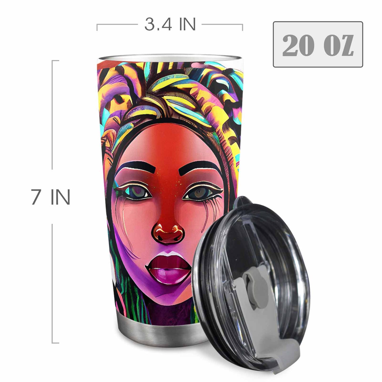 Dreads & Braids, Transparent Tumbler, mug, african tribal, outline BL, Fulangiara 22