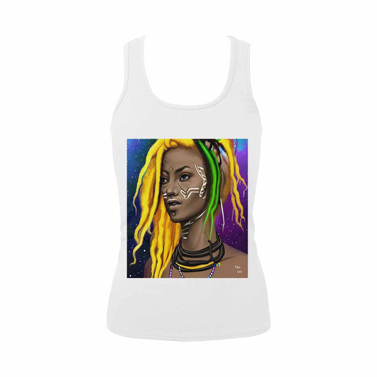 Dreads & Braids, WHITE tank top, cotton, african tribal, full image Fulangiara 1