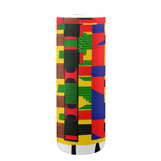 African Art, tall stainless steel insulated tumbler, travel mug, design 12