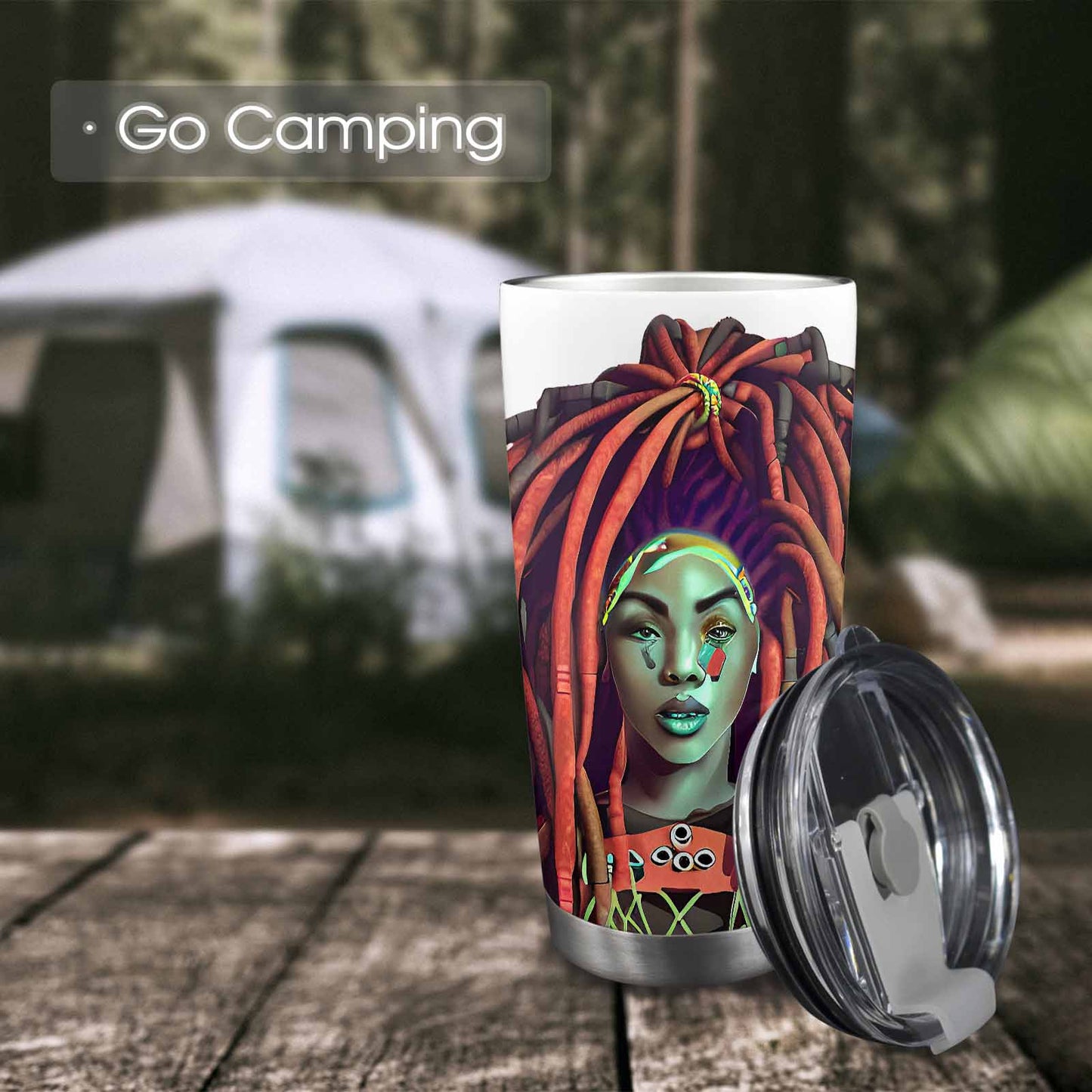 Dreads & Braids, Transparent Tumbler, mug, african tribal, outline BL, Fulangiara 34