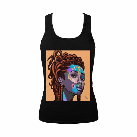 Dreads & Braids, BLACK tank top, cotton, african tribal, full image Fulangiara 36