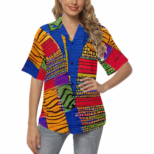 African Art, womens Hawaiian shirt, design 25