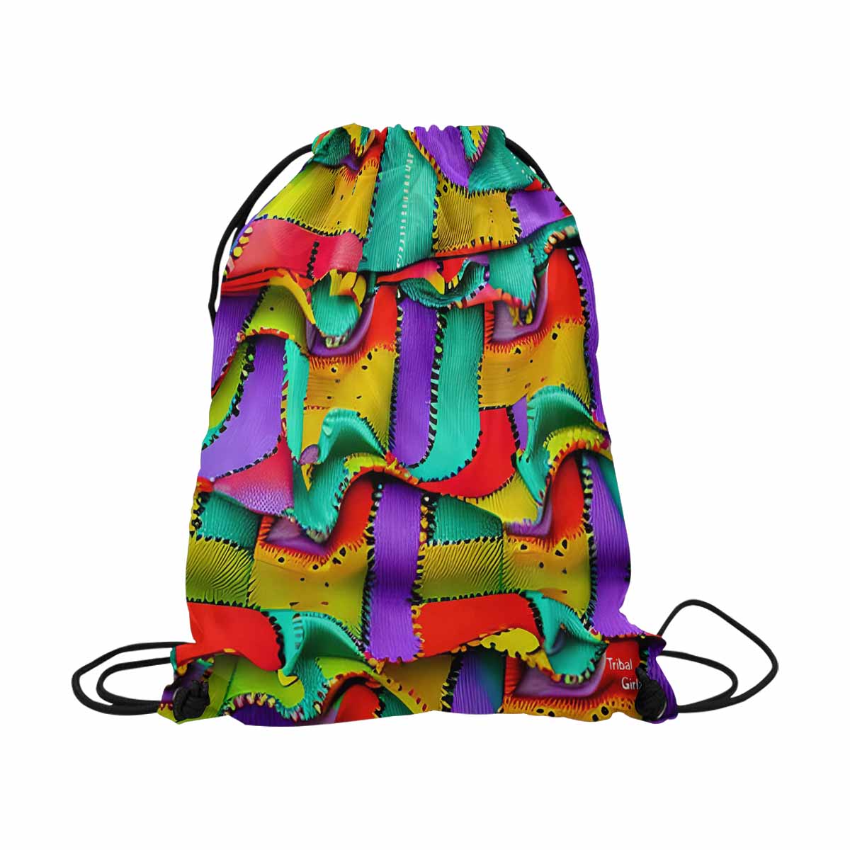 African artsy drawstring sling bag, design 05
