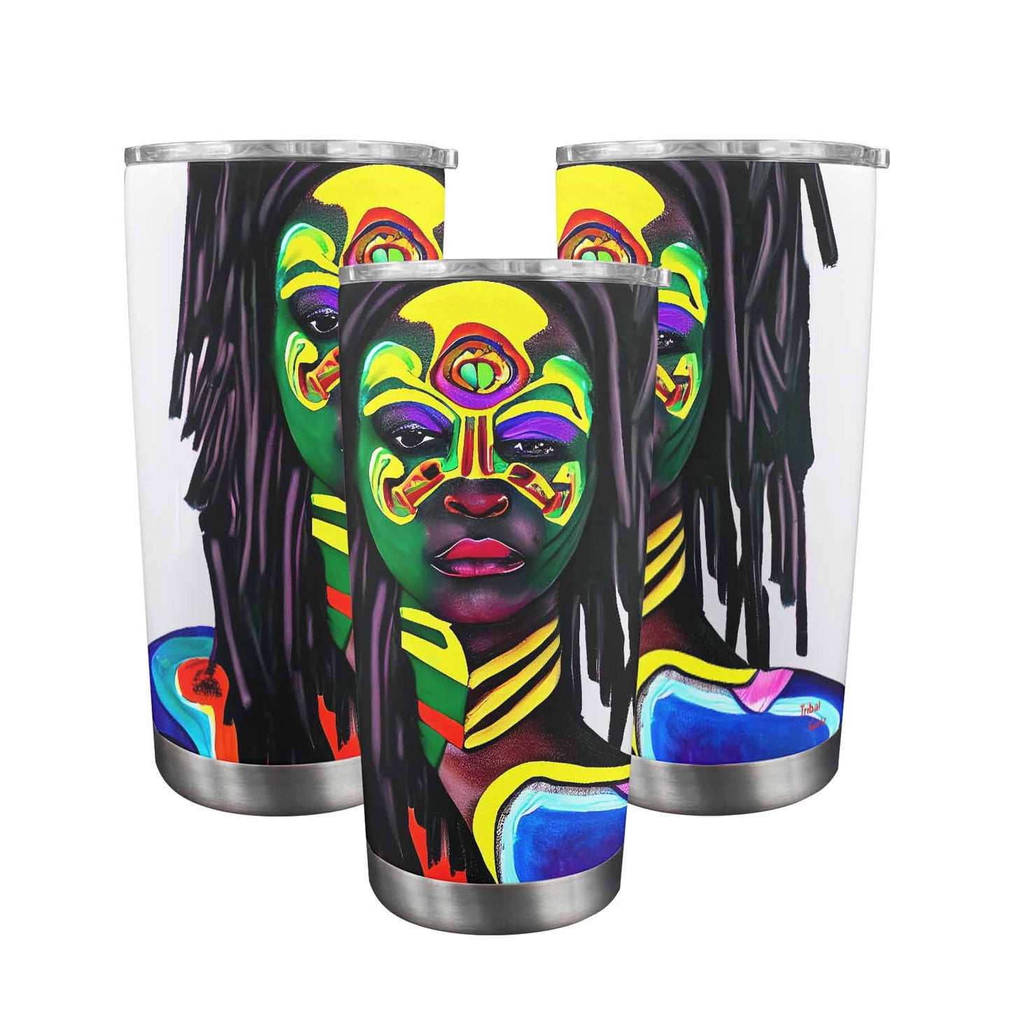 Dreads & Braids, Transparent Tumbler, mug, african tribal, outline MCL, Fulangiara 15