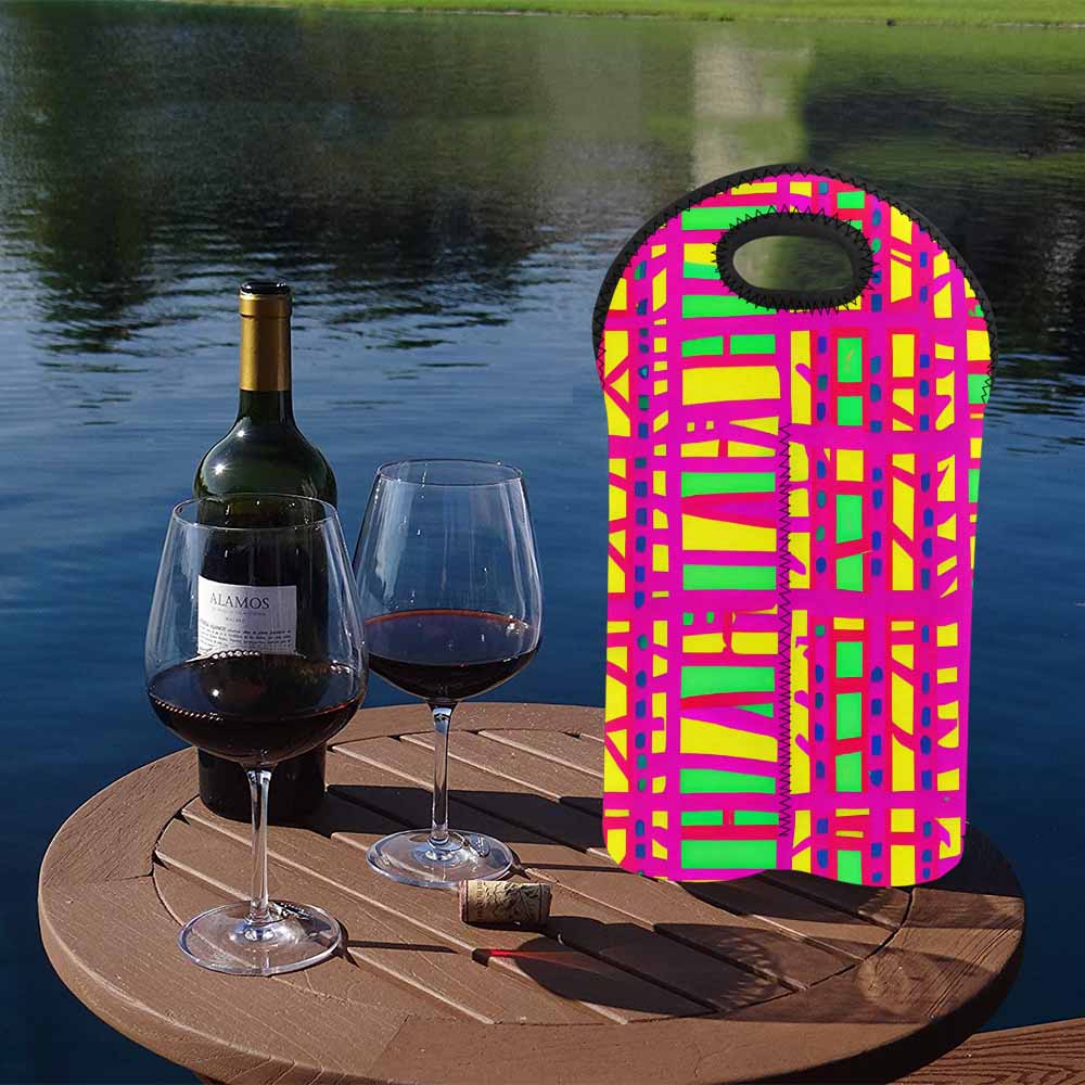 African Art, chic 2 bottle wine bag, design 10