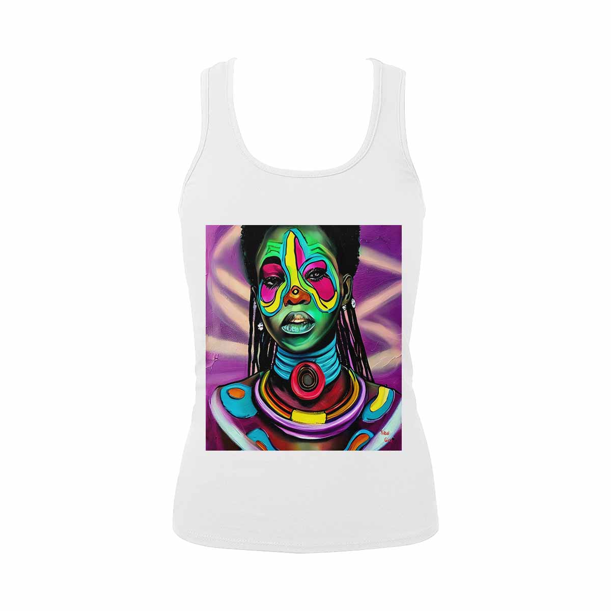 Dreads & Braids, WHITE tank top, cotton, african tribal, full image Fulangiara 17