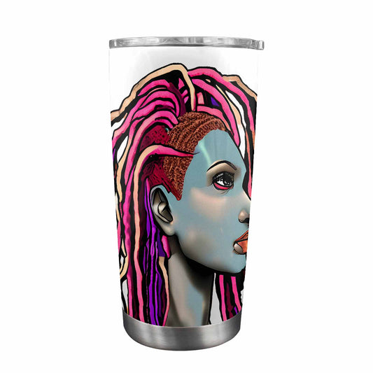 Dreads & Braids, Transparent Tumbler, mug, african tribal, outline BL, Fulangiara 5