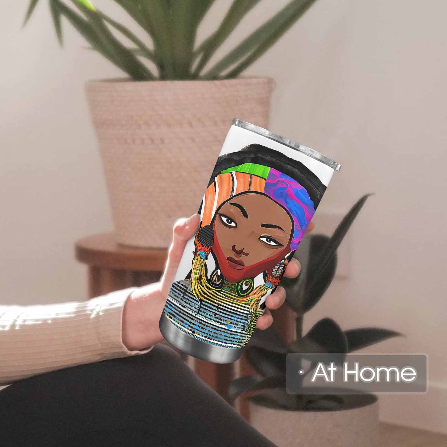 Dreads & Braids, Transparent Tumbler, mug, african tribal, outline BL, Fulangiara 18