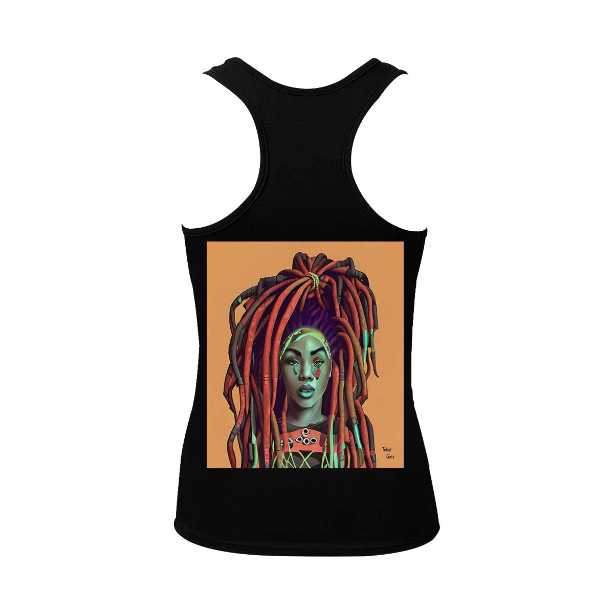 Dreads & Braids, BLACK tank top, cotton, african tribal, full image Fulangiara 34