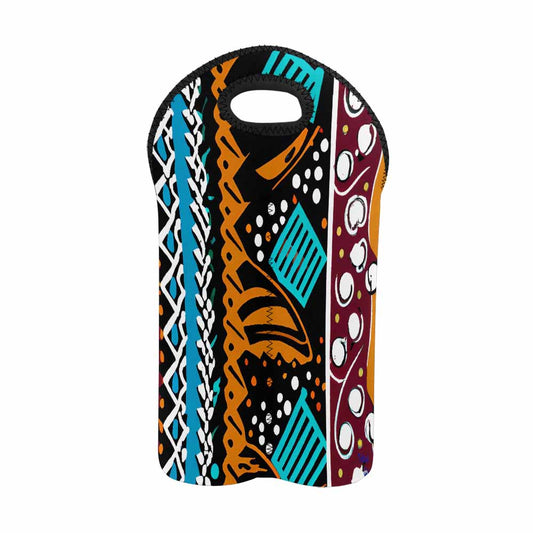 African Art, chic 2 bottle wine bag, design 36