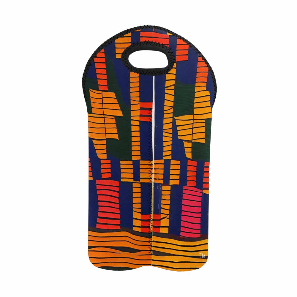 African Art, chic 2 bottle wine bag, design 18