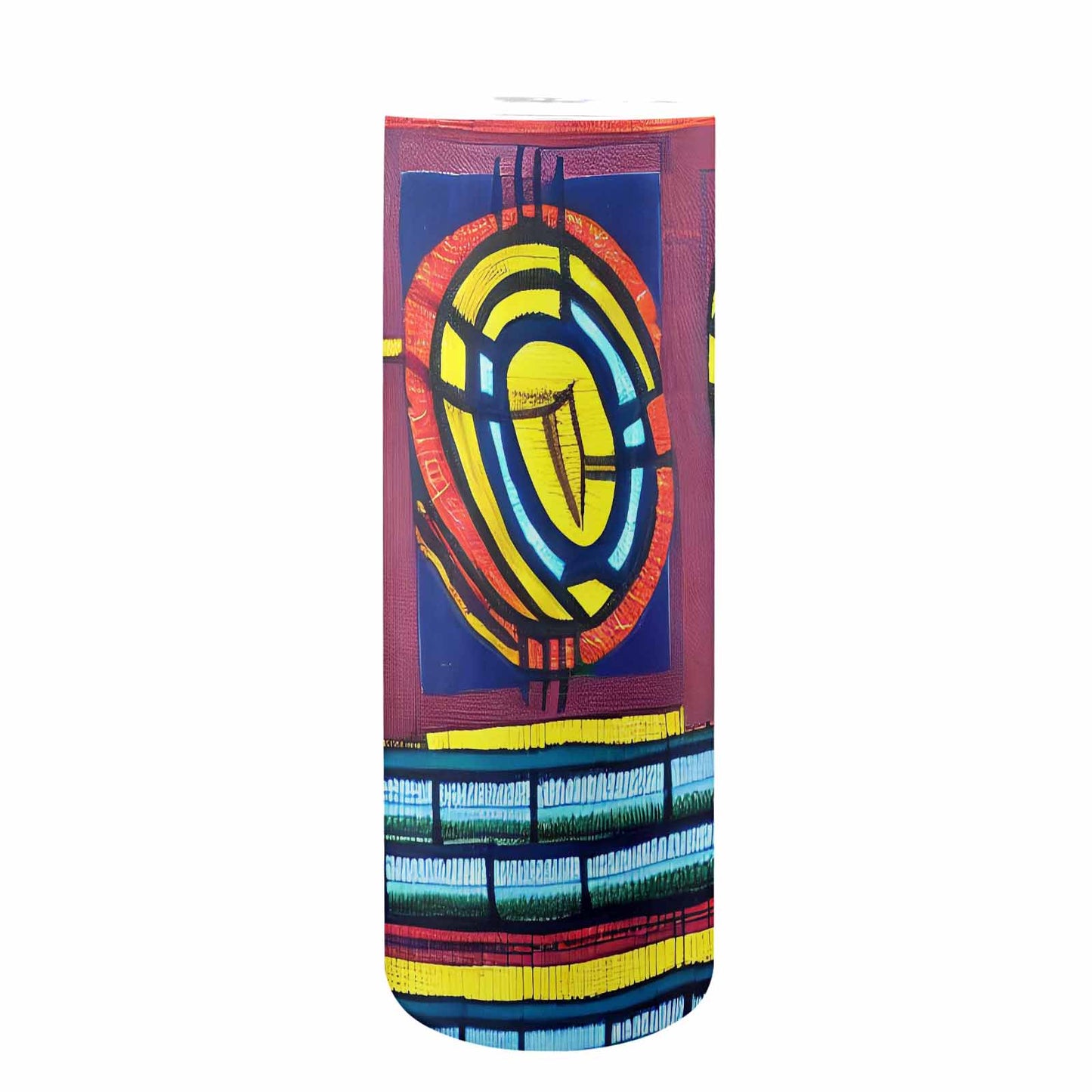 African Art, tall stainless steel insulated tumbler, travel mug, design 28