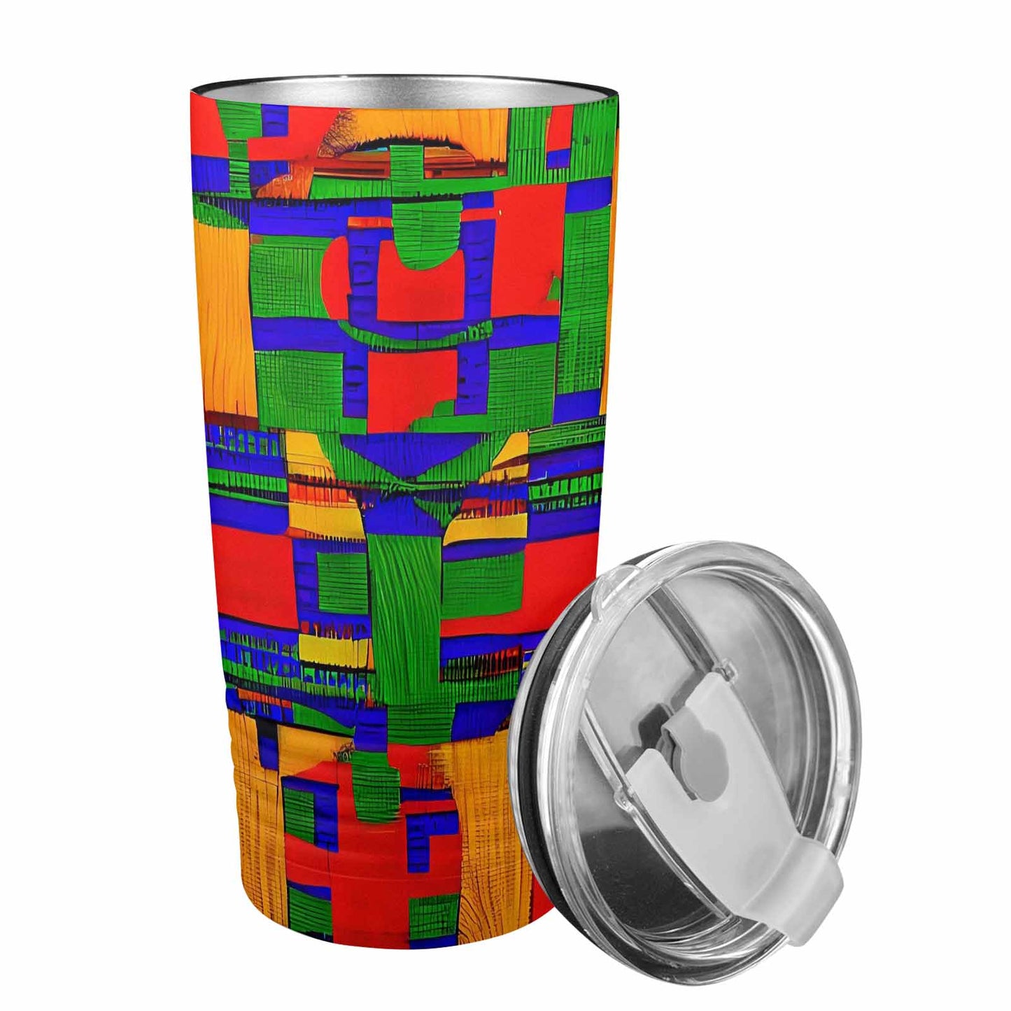 African Art, stainless steel insulated tumbler, travel mug, design 45