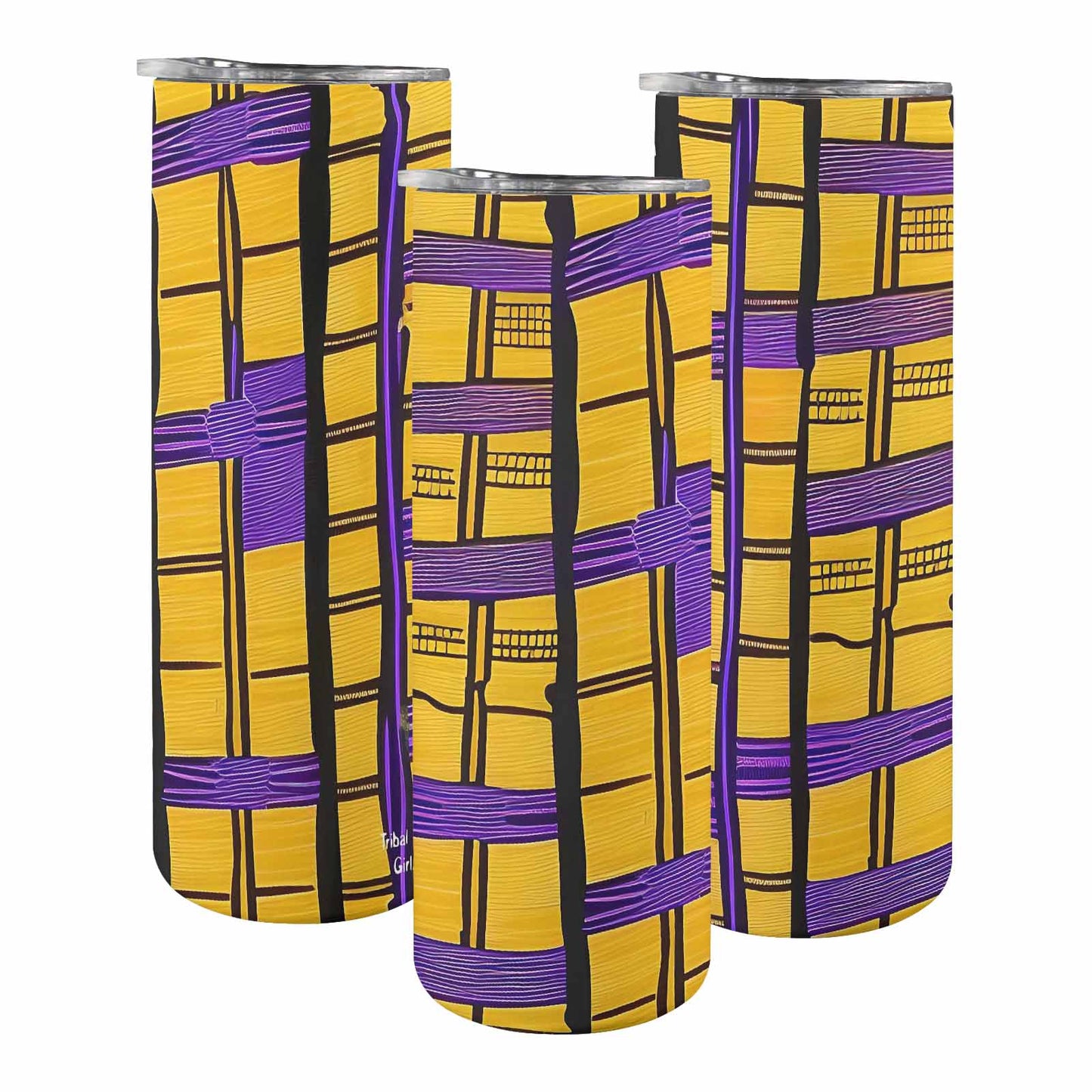 African Art, tall stainless steel insulated tumbler, travel mug, design 34