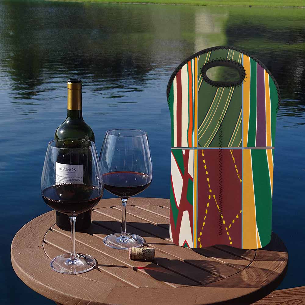 African Art, chic 2 bottle wine bag, design 43