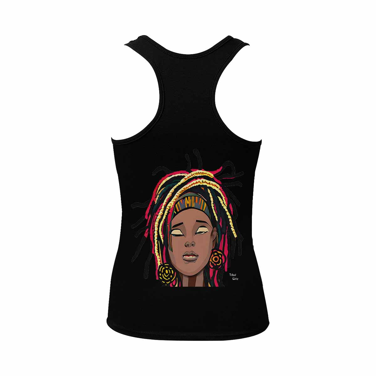 Dreads & Braids, BLACK tank top, cotton, african tribal, outline WL, Fulangiara 20