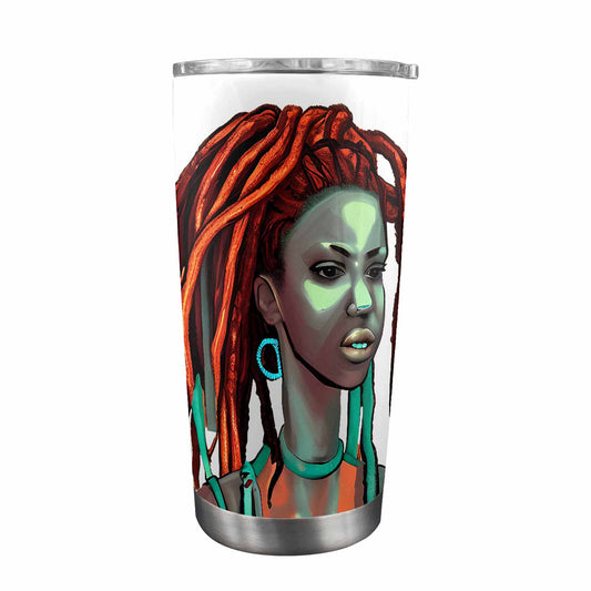 Dreads & Braids, Transparent Tumbler, mug, african tribal, outline BL, Fulangiara 38