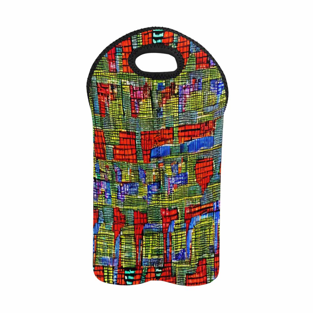 African Art, chic 2 bottle wine bag, design 22