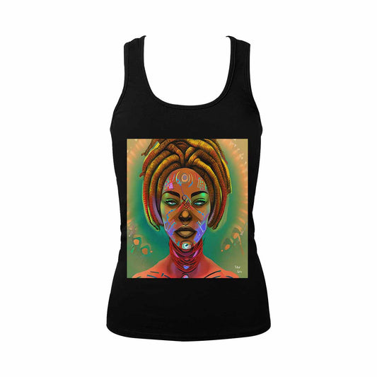 Dreads & Braids, BLACK tank top, cotton, african tribal, full image Fulangiara 46