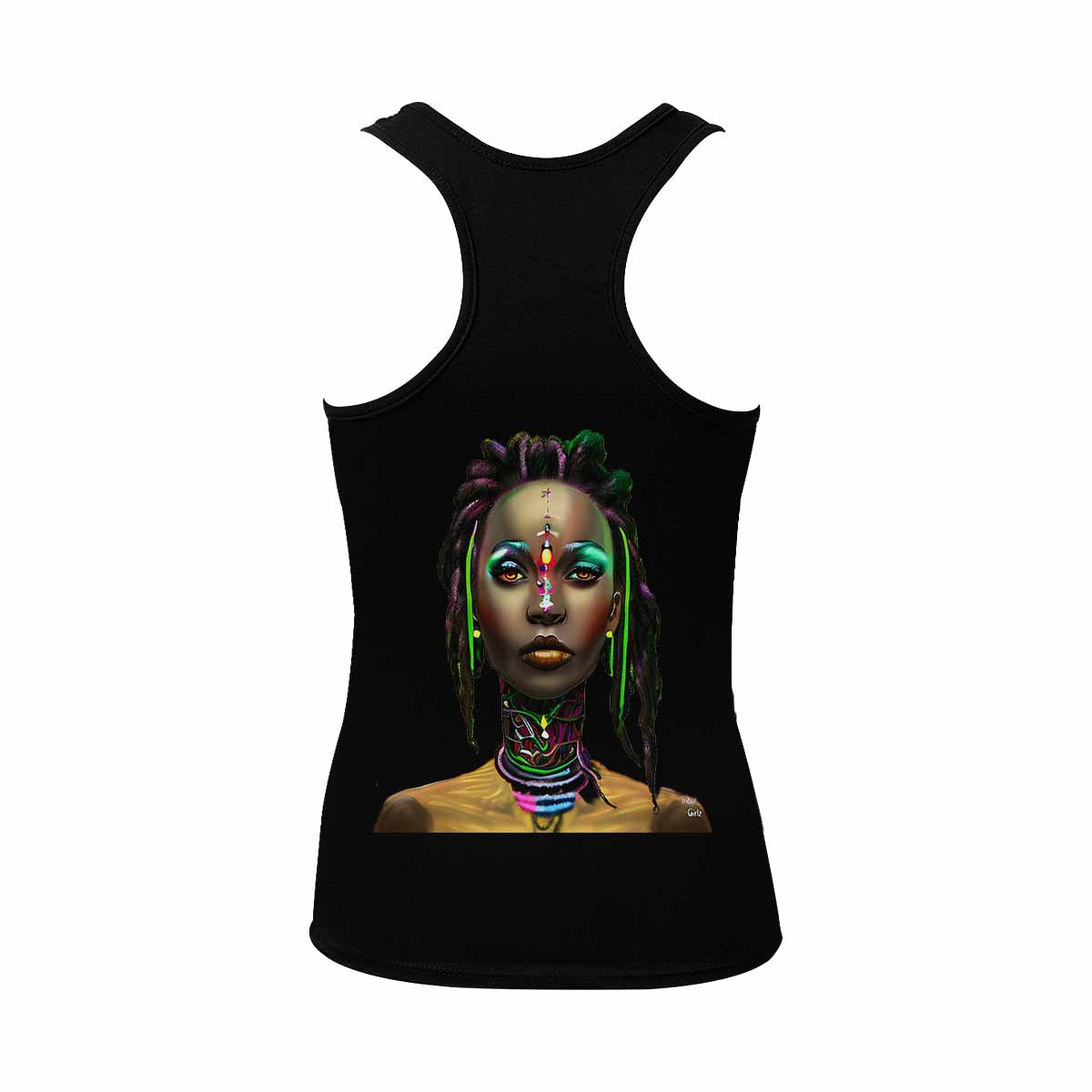 Dreads & Braids, BLACK tank top, cotton, african tribal, outline MCL, Fulangiara 29