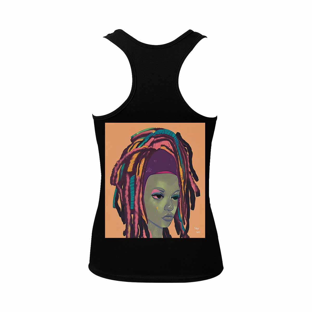 Dreads & Braids, BLACK tank top, cotton, african tribal, full image Fulangiara 9