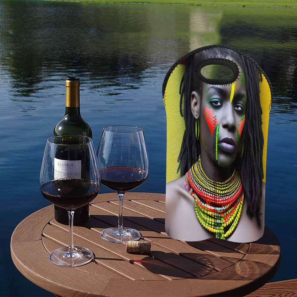 Dreads & Braids, 2 bottle wine bag, picnic or gift, african tribalgirlz Fulangiara 42