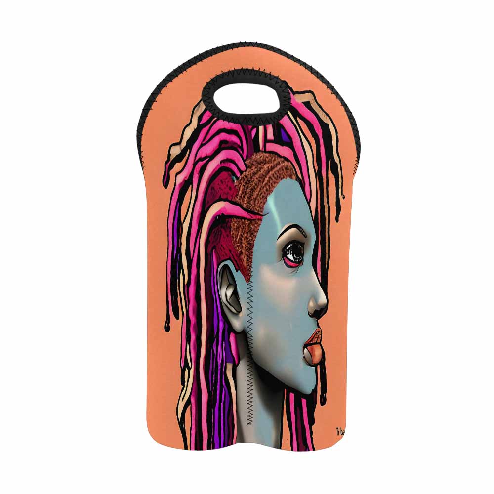 Dreads & Braids, 2 bottle wine bag, picnic or gift, african tribalgirlz Fulangiara 5